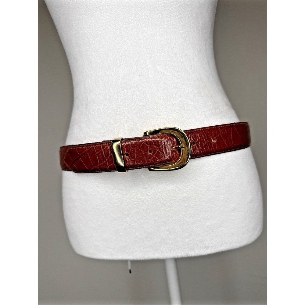 Vintage Talbots Italian Alligator Calfskin Leather Belt Womens Made in USA Art L